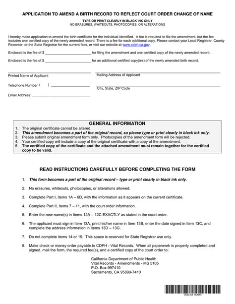 Form Vs23 Download Fillable Pdf Or Fill Online Amendment Of Birth Record To Reflect Court Order