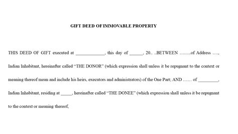 Format For Gift Deed Of Immovable Property Phenix Bay Legal