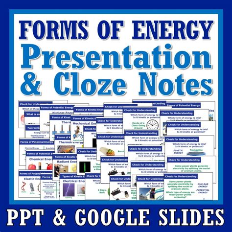 Forms Of Energy Presentation And Cloze Notes Flying Colors Science