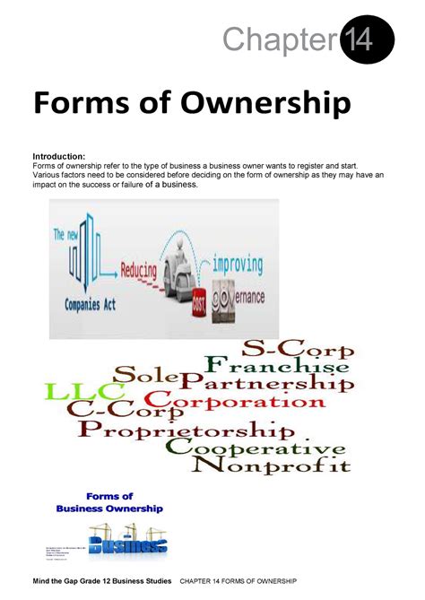 Forms Of Ownership Summary Of The Chapter Chapter 14 Forms Of