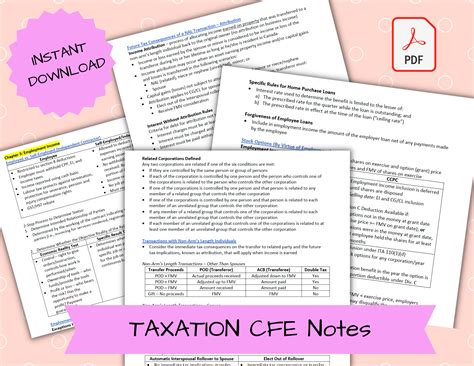 Four Tax Papers With The Text Instant And Printable Taxes Cee Notes On