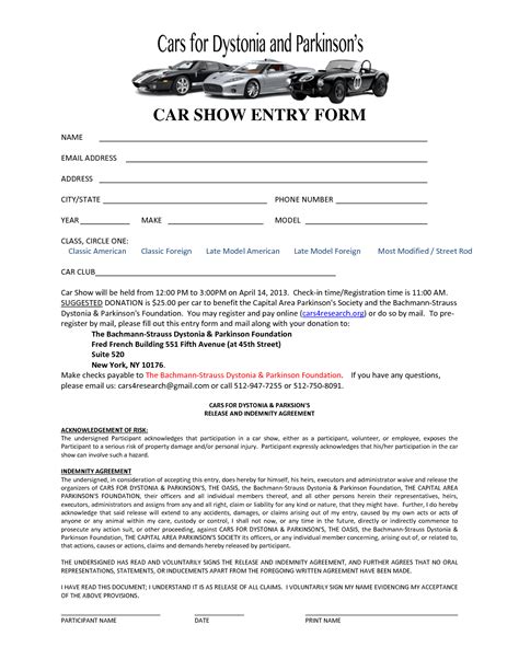 Free 10 Car Show Registration Forms In Pdf Ms Word