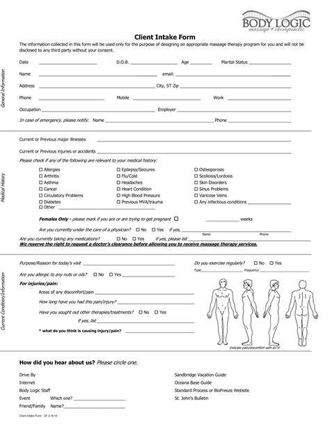 Free 10 Massage Intake Form Samples Pdf Ms Word Google Docs