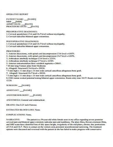 Free 10 Operative Report Samples In Ms Word Pages Google Docs Pdf