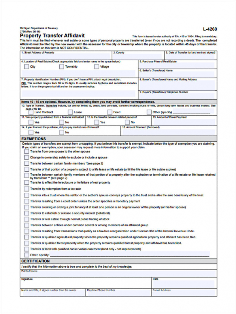 Free 10 Property Transfer Forms In Pdf Ms Word Excel