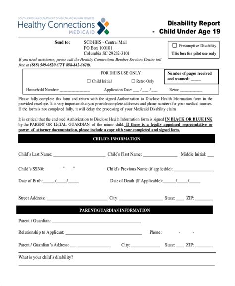 Free 10 Sample Child Disability Forms In Pdf Ms Word