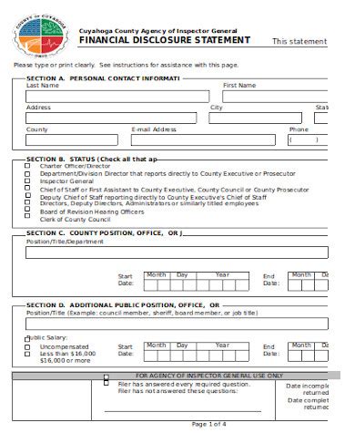 Free 10 Sample Financial Disclosure Forms In Pdf Ms Word Excel