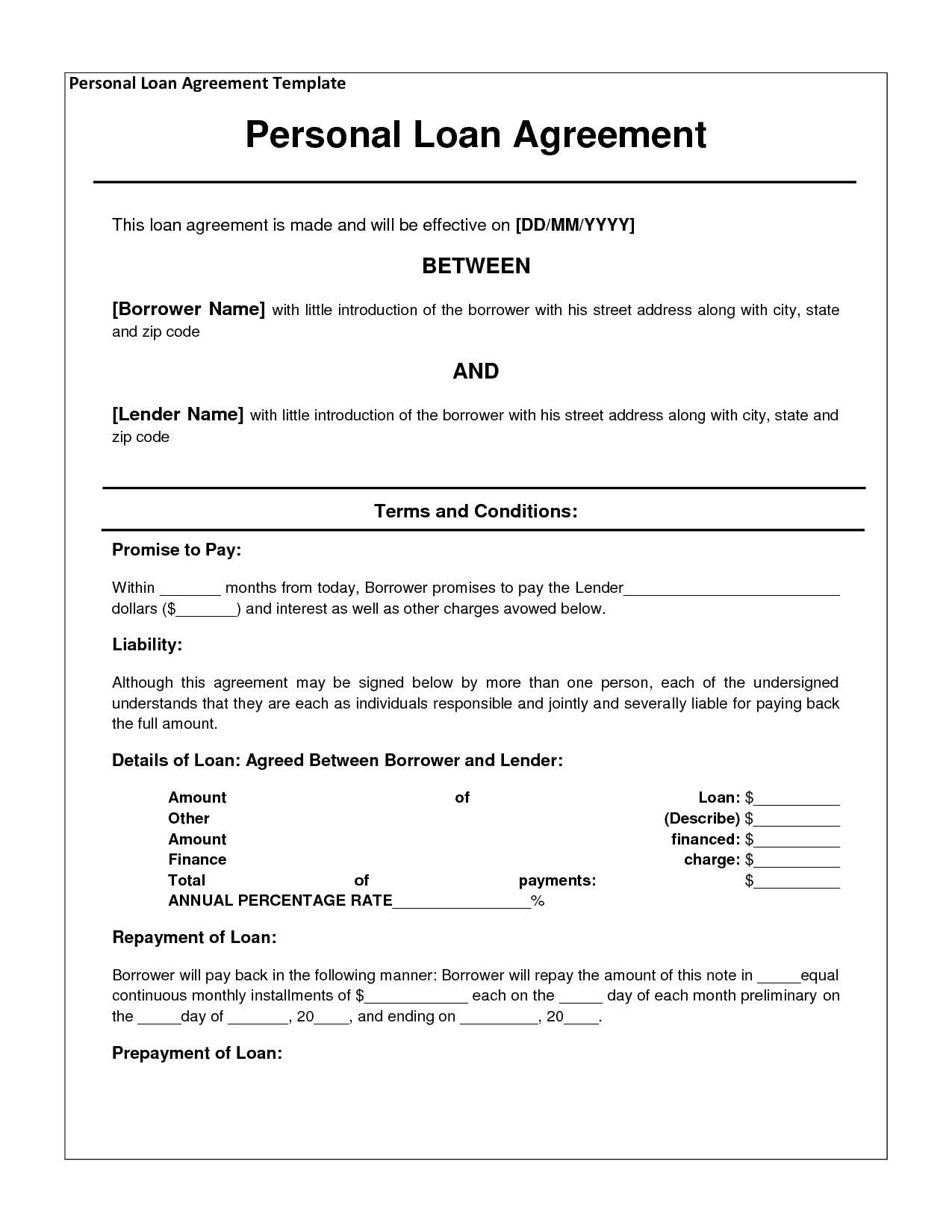 Free 10 Sample Loan Agreement Forms In Pdf Ms Word Google Docs Pages