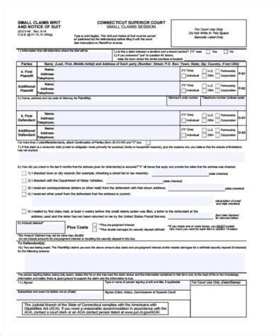 Free 10 Sample Small Claim Forms In Pdf Ms Word Claimforms Net