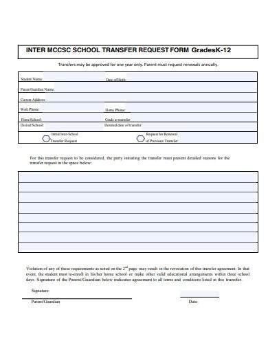 Free 10 School Transfer Form Samples Templates In Ms Word Pdf