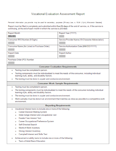 Free 10 Vocational Evaluation Report Samples In Pdf Doc