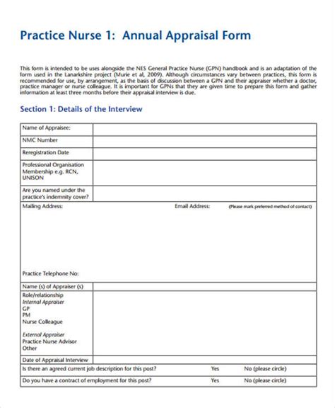 Free 11 Nurse Appraisal Form Samples Pdf Ms Word Google Docs