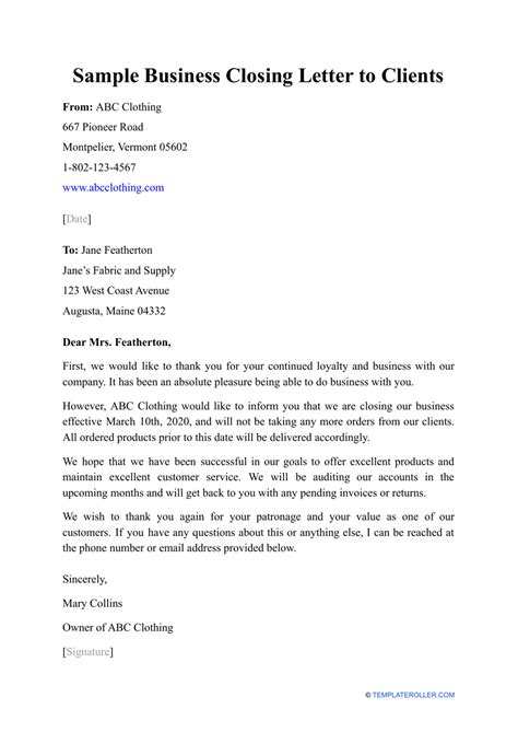 Free 11 Sample Closing Business Letter Templates In Pdf Ms Word