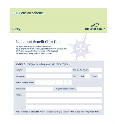 Free 11 Sample Pension Service Claim Forms In Pdf Ms Word