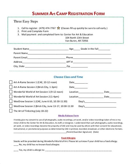 Free 12 Sample Summer Camp Registration Forms In Pdf Excel Word