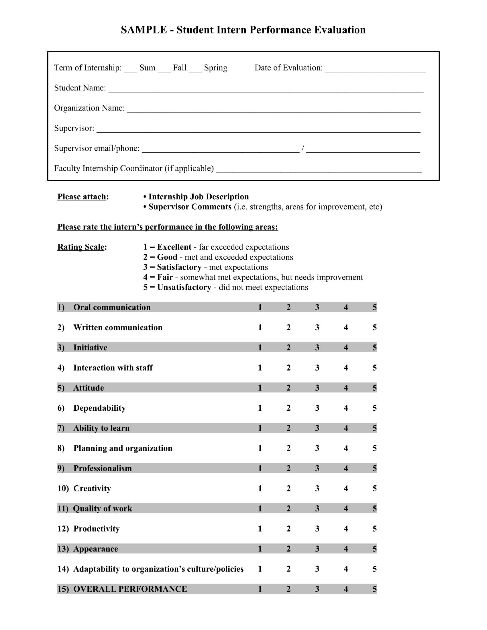 Free 13 Internship Review Forms In Pdf Ms Word