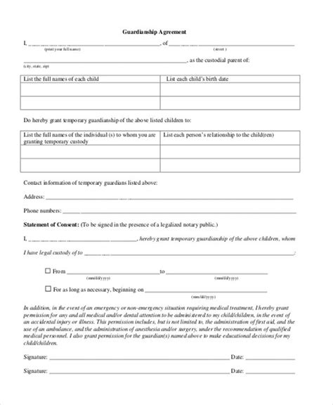 Free 13 Sample Guardianship Forms In Pdf Ms Word