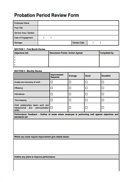 Free 15 Probation Review Form Samples Pdf Ms Word Google Docs