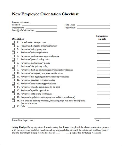 Free 16 New Hire Checklist Samples In Pdf Google Docs Excel Pages