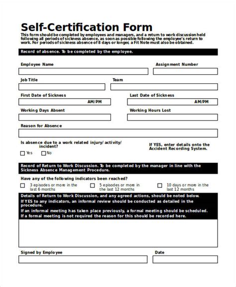 Free 16 Self Certification Form Samples Pdf Ms Word Google Docs