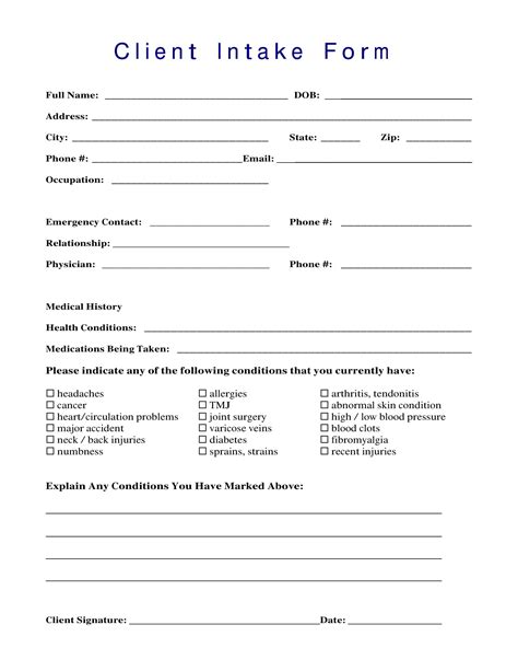 Free 17 Client Intake Form Samples Pdf Ms Word Google Docs Excel