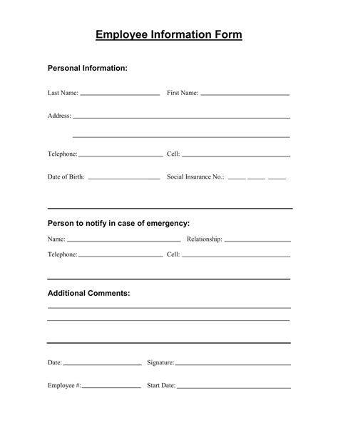 Free 18 Employee Information Form Samples Pdf Word Google Docs