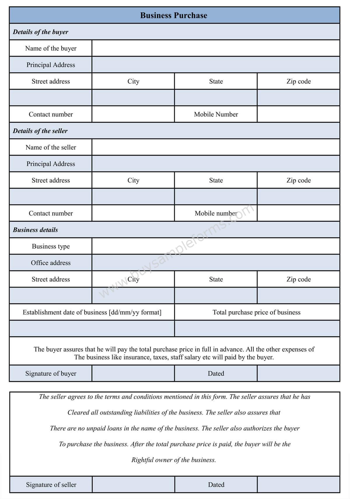 Free 18 Purchase Forms Vehicle Purchase Business Purchase Real