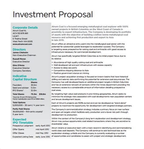 Free 20 Investment Proposal Samples In Pdf Ms Word Google Docs Pages