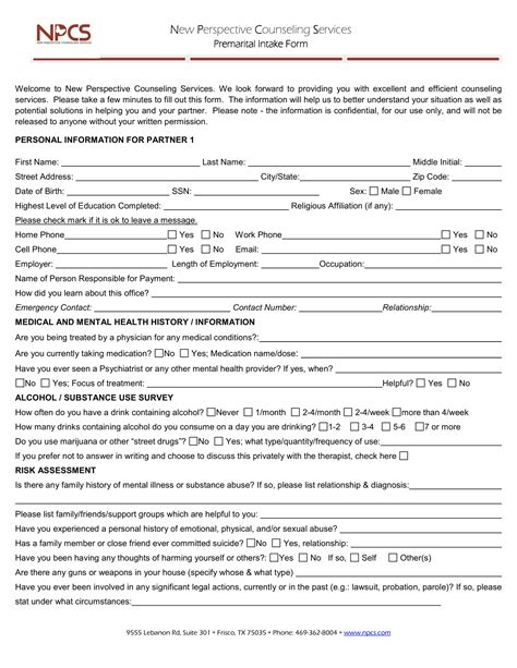 Free 21 Counseling Intake Forms In Pdf Ms Word