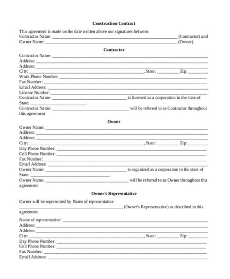 Free 21 Sample Contractor Forms In Pdf Ms Word Excel