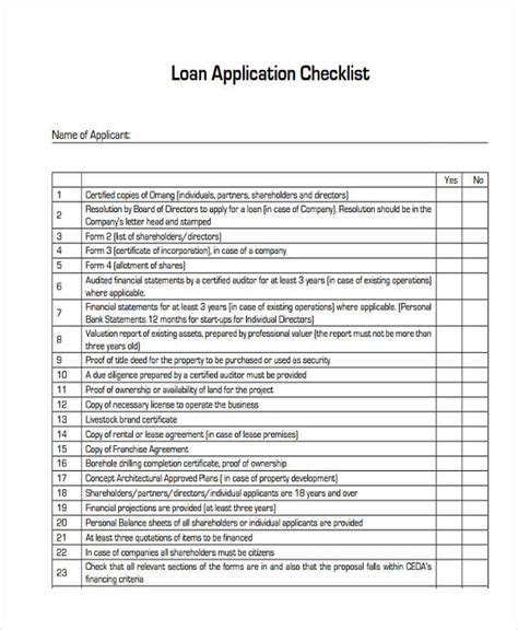 Free 3 Bank Loan Application Form And Checklist Forms In Pdf