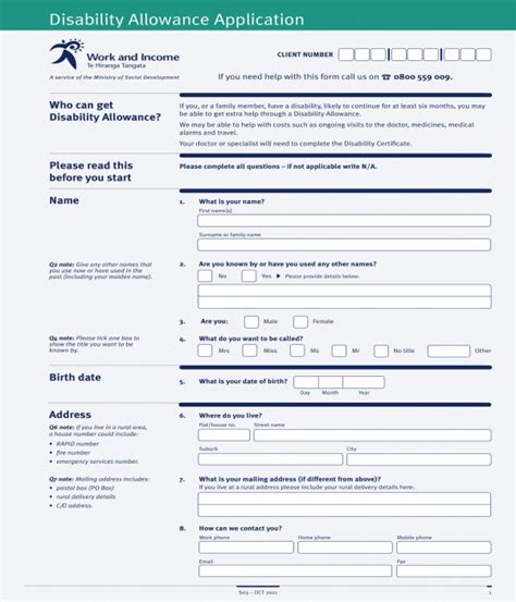 Free 3 Disability Allowance Forms In Pdf