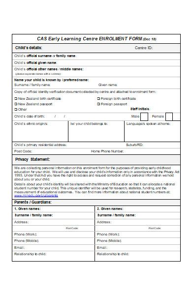 Free 30 Enrolment Forms In Pdf Ms Word