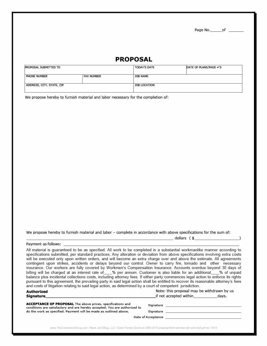 Free 31 Construction Proposal Template Construction Bid Forms