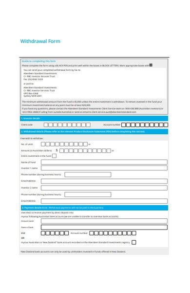 Free 31 Withdrawal Forms In Pdf Ms Word Xls