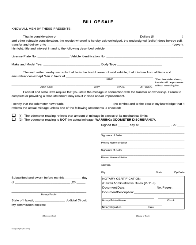 Free 33 Hawaii Bill Of Sale Form Samples Pdf Ms Word Google Docs