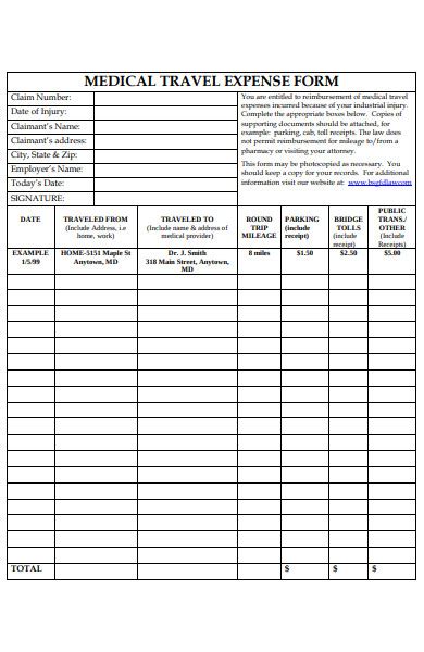 Free 33 Sample Travel Expense Forms In Pdf Ms Word