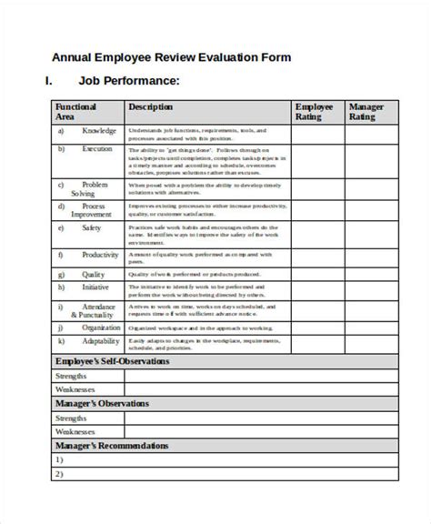 Free 36 Printable Employee Evaluation Forms In Pdf Ms Word Excel