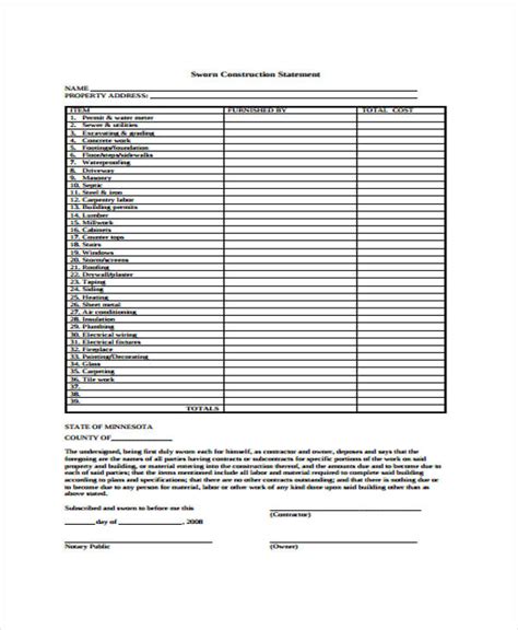 Free 38 Example Of Statement Forms In Pdf Excel Ms Word