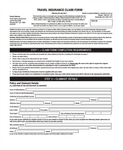 Free 38 Travel Forms In Pdf Excel Ms Word