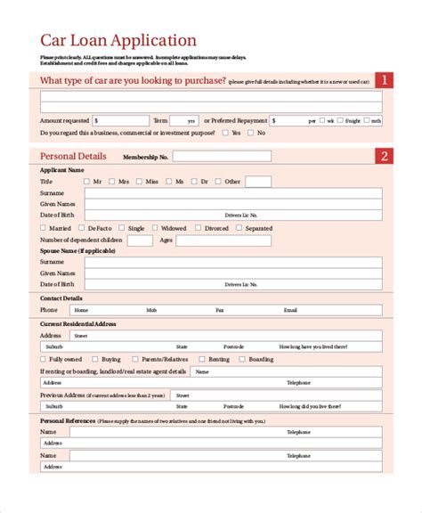 Free 4 Car Loan Application Forms In Pdf Ms Word