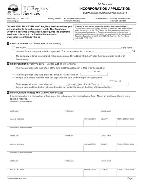 Free 4 Incorporation Forms In Pdf Ms Word