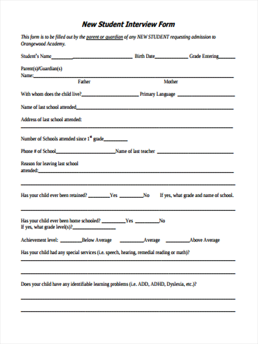 Free 40 Interview Forms In Ms Word Pdf Excel