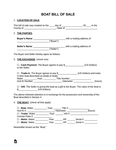 Free 6 Sample Boat Bill Of Sale Forms In Pdf Ms Word