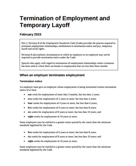 Free 6 Sample Layoff Notice Templates In Pdf Ms Word