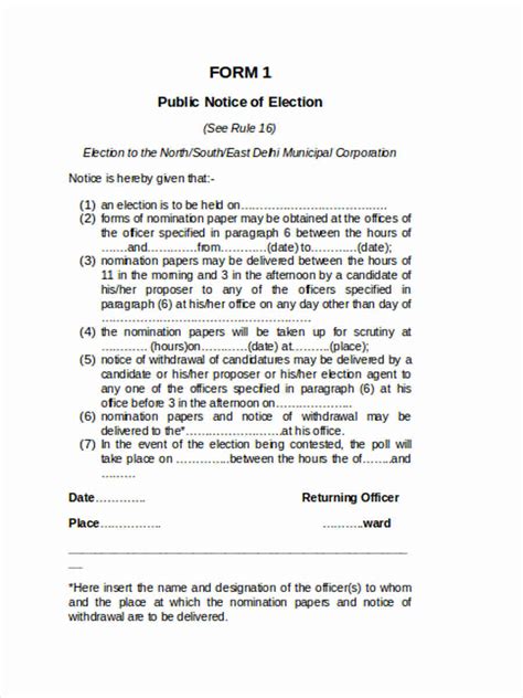 Free 6 Sample Notice Of Election Forms In Ms Word Pdf Excel