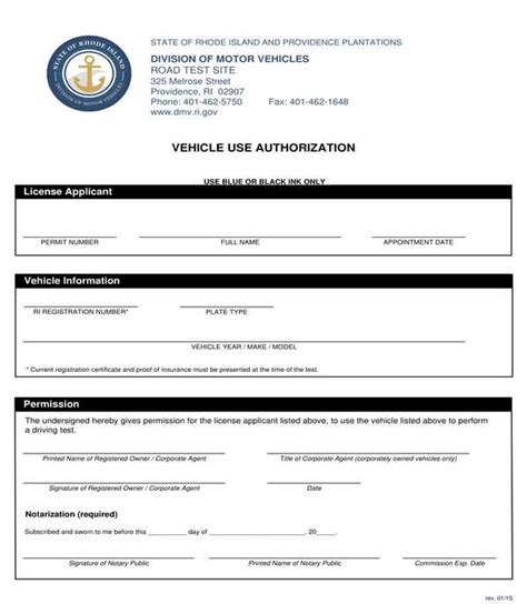 Free 6 Vehicle Use Authorization Forms In Pdf Ms Word