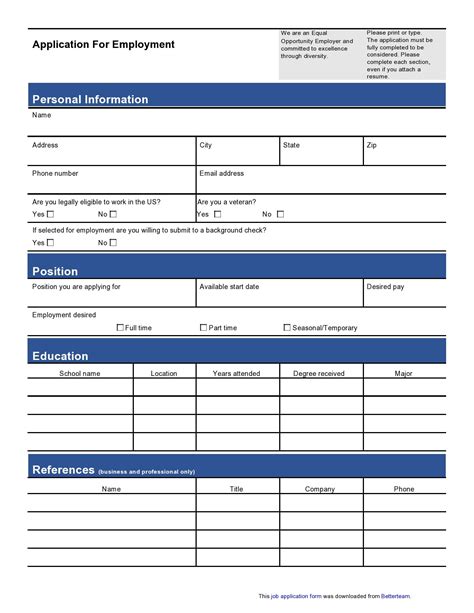 Free 7 Printable Application Templates In Ms Word Pdf