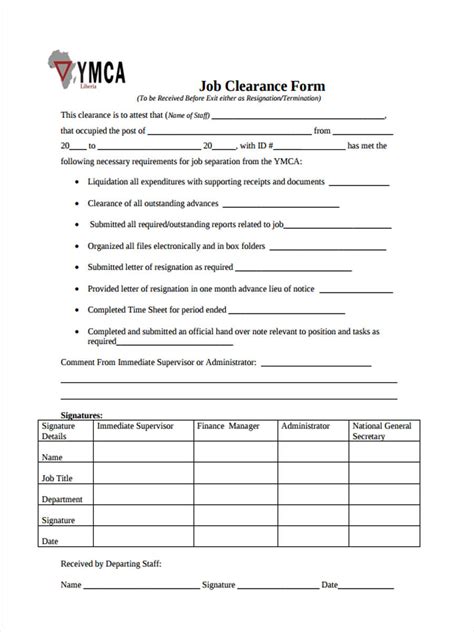 Free 7 Resignation Clearance Forms In Pdf