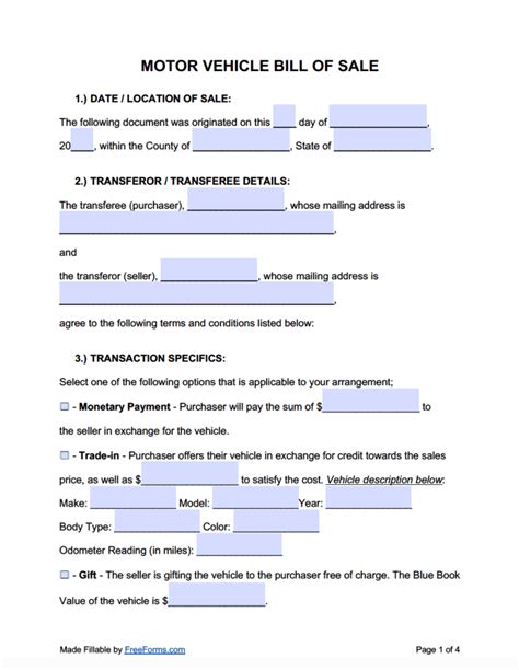 Free 7 Sample Bill Of Sale Car Forms In Pdf Ms Word Excel